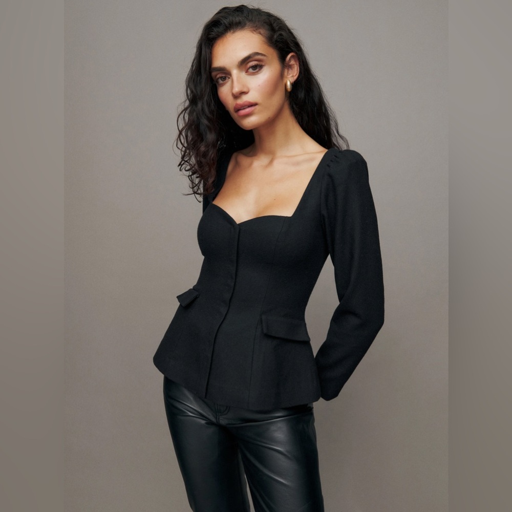 Reformation Edie Black Structured Top